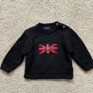 Baby Toddler BURBERRY Black Knit PLAID Union Jack APPLIQUED Designer SWEATER